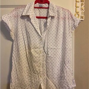 Old Navy White and Black Polka Dot Shirt